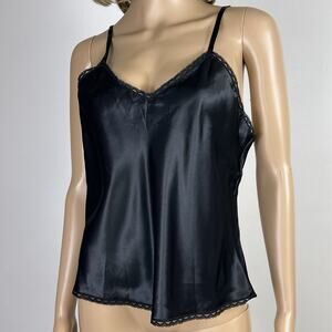 Vintage New NWT Hudson's Today Tonight Satin Camisole Black Silky Size 36 USA